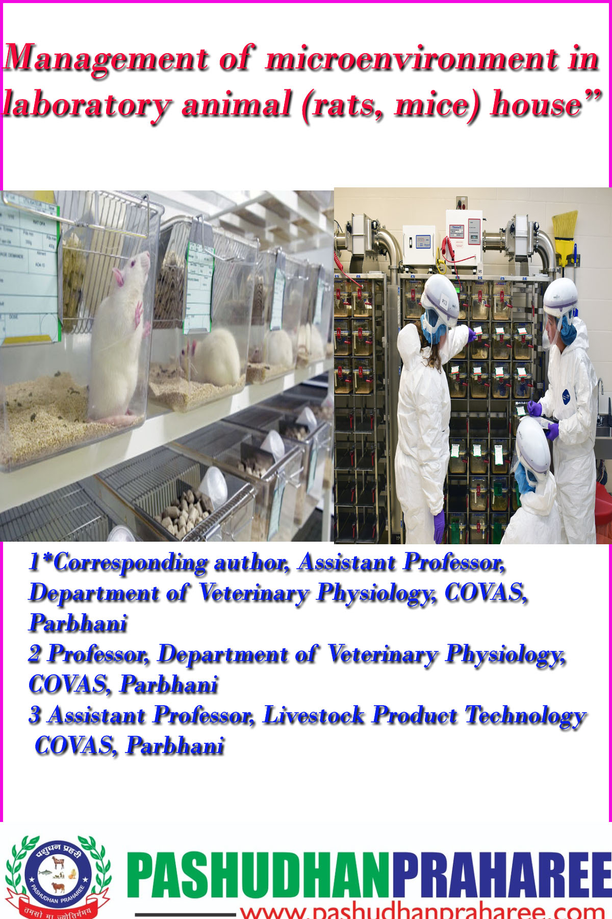 Management of Microenvironment in Laboratory Animal Management of Microenvironment in Laboratory Animal