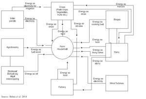 Energy flow among different components of the energy (E)