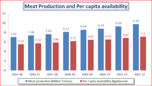 Meat Production and Per capita availability (India)