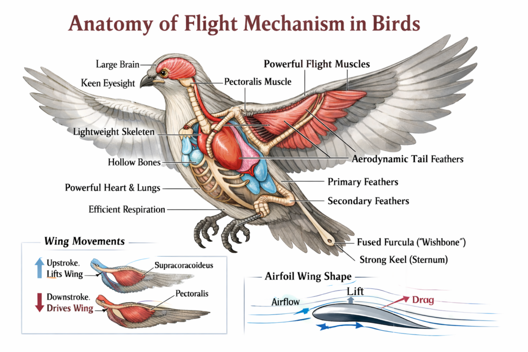 Anatomy of Flight Mechanism in Birds - Pashudhan Praharee